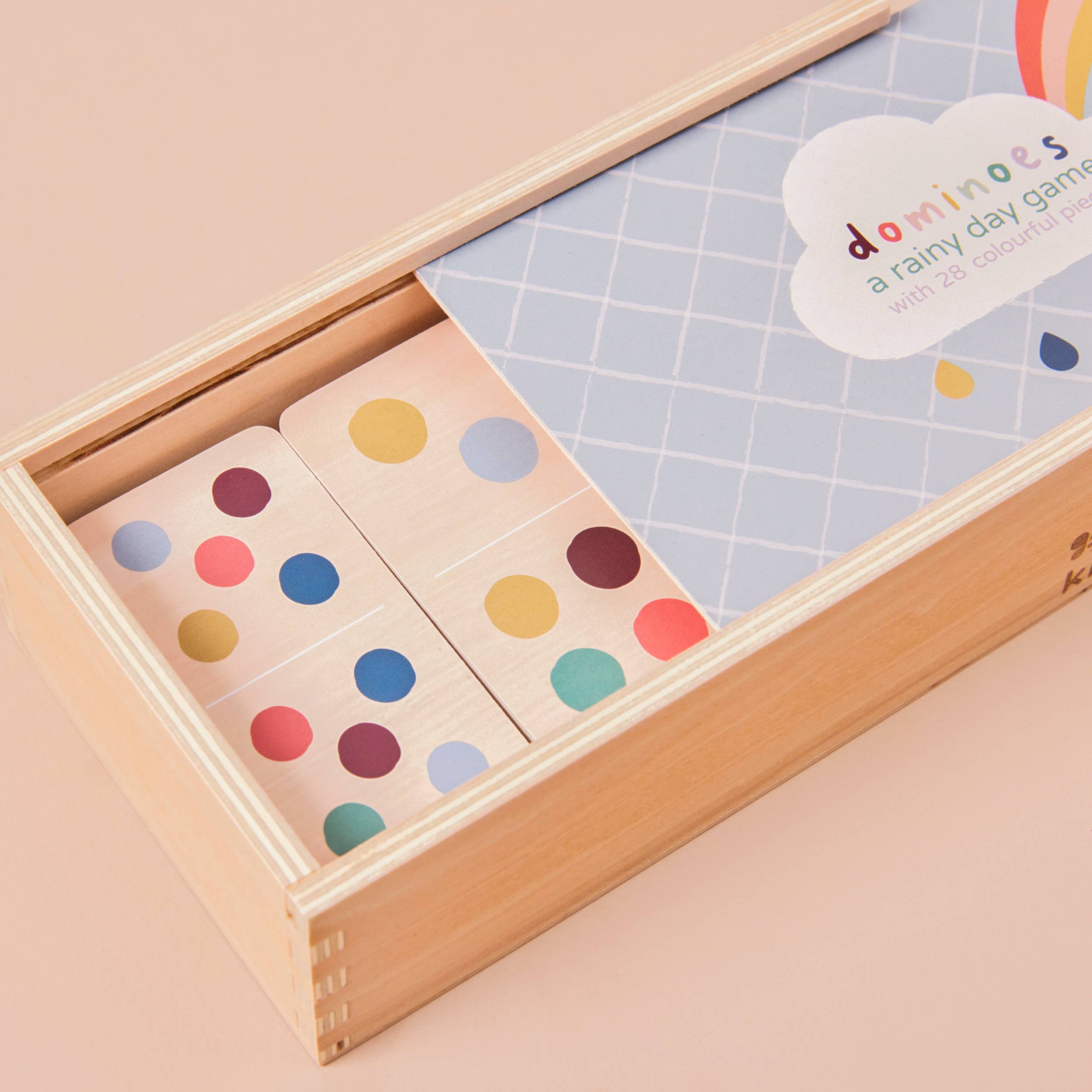 Wooden Dominoes Set - Rainbow  - Storage Box