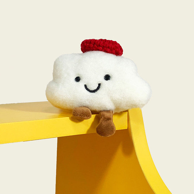 Plush Cloud Bag Charm, Smiling Cloud Keyring, 16 cm, PP Cotton, Four Versions, styled in a nursery setting