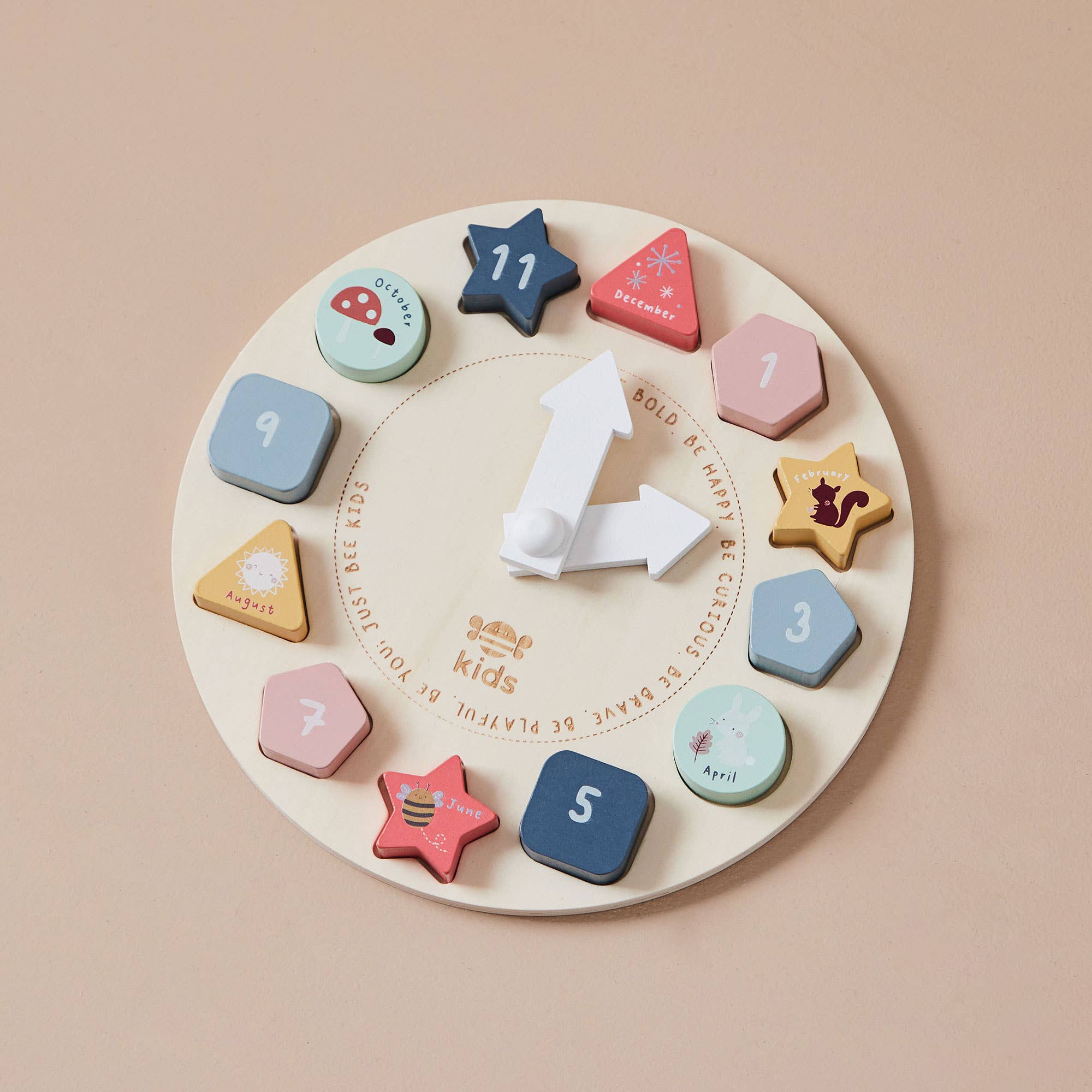 Wooden Puzzle Clock - Shape Sorter - Seasons & Time Learning