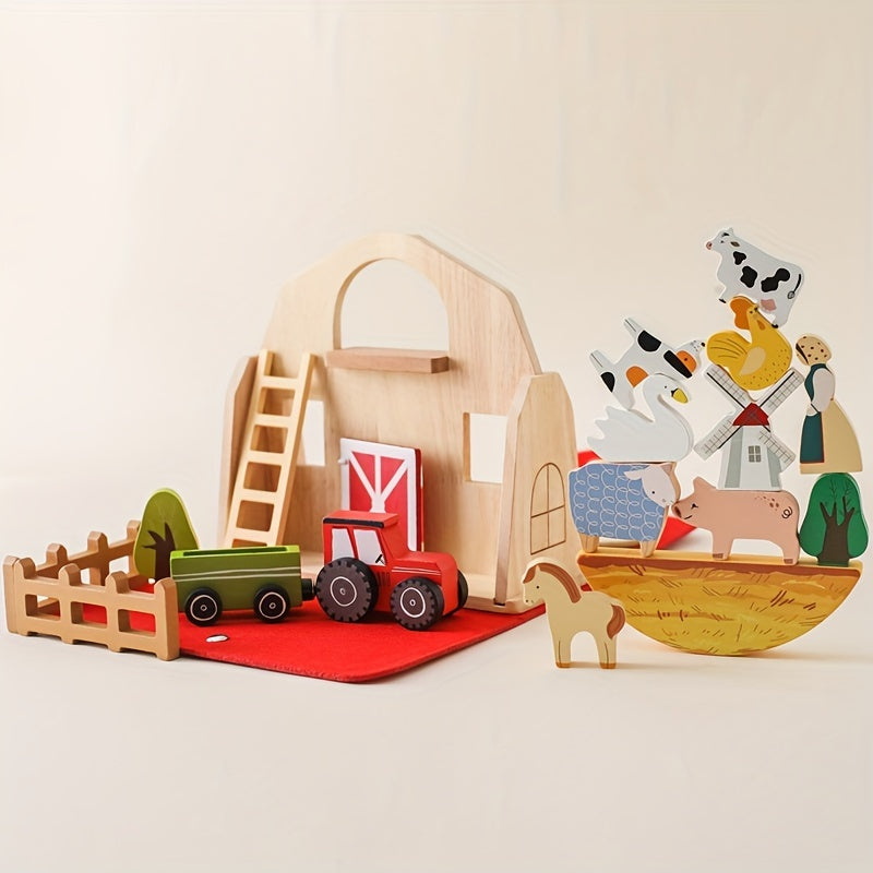 Wooden Baby Educational Play House - Animal Barn Toy Set