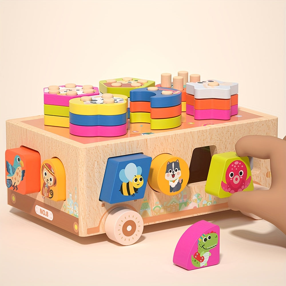 Wooden Educational Toy Car Set - 31 Pieces - Animal Park Theme