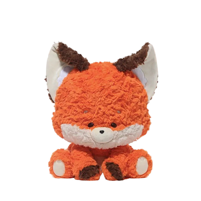 Fox Plush Toy with Oversized Head, Soft Stuffed Sitting Fox Doll, 38 cm, held in hand for scale