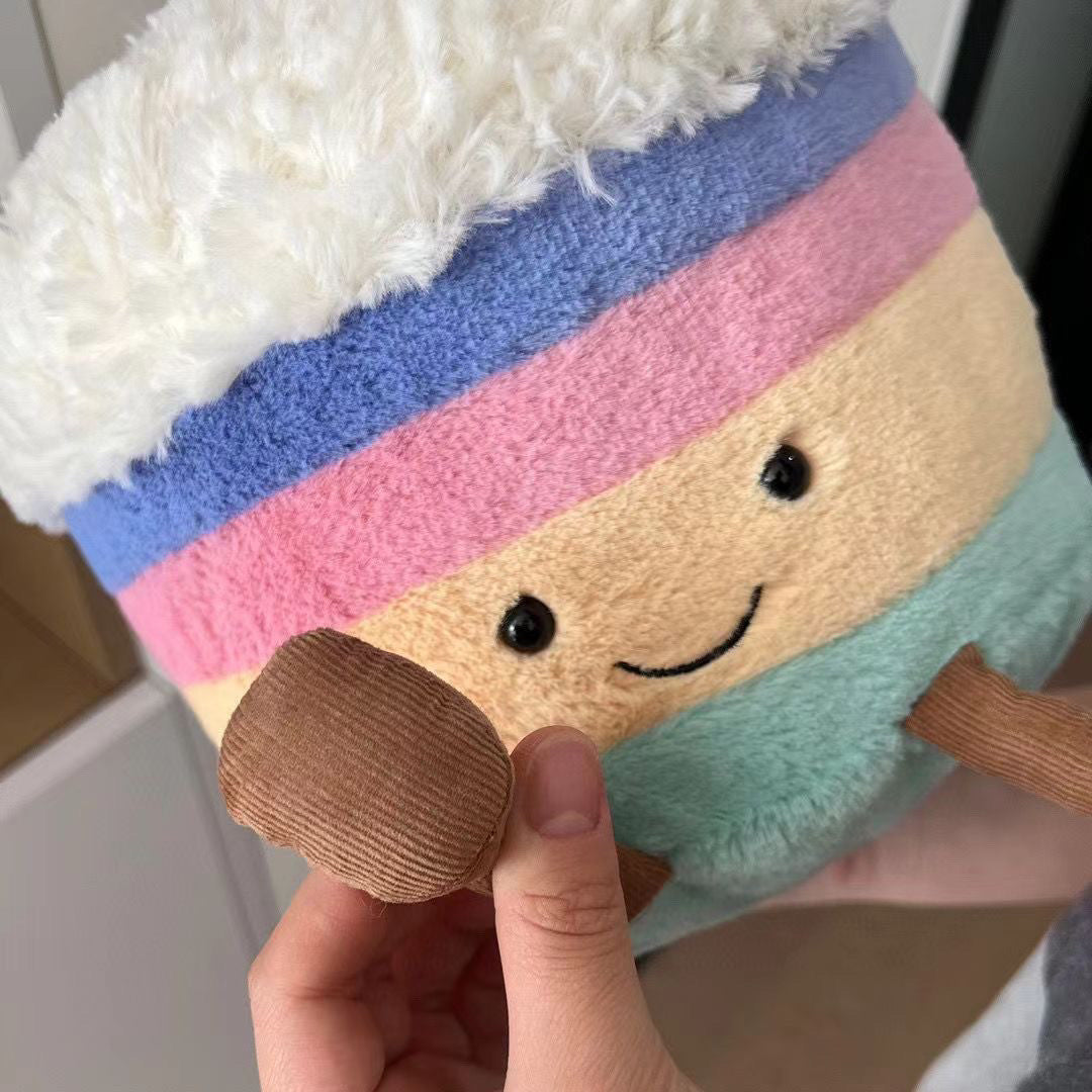 Birthday Cake Plush Toy, Cute Stuffed Food Character, back view