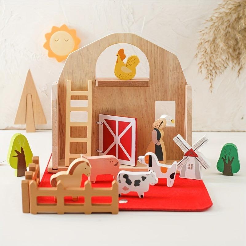 Wooden Baby Educational Play House - Animal Barn Toy Set