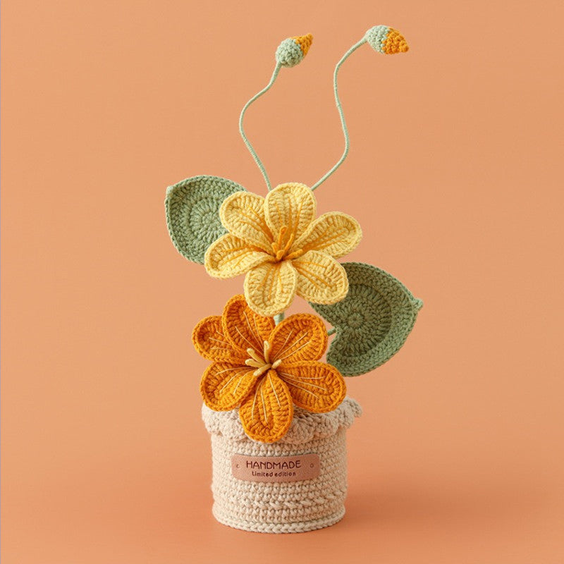 Potted Poinsettia Flower, detail of the stitching