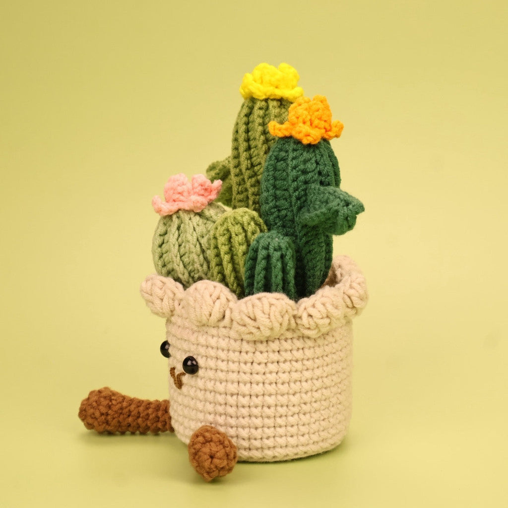 Crochet Cactus Plant, Cute Desk Decoration, side view