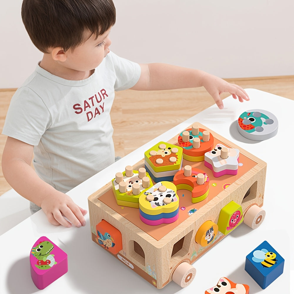Wooden Educational Toy Car Set - 31 Pieces - Animal Park Theme