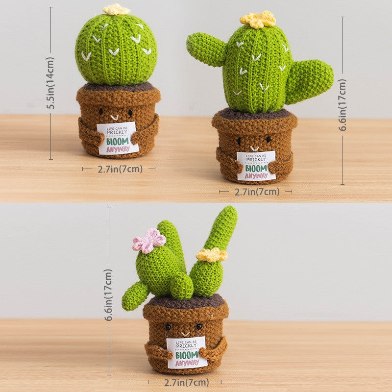 Crochet Cactus Plant Desk Decoration, back view