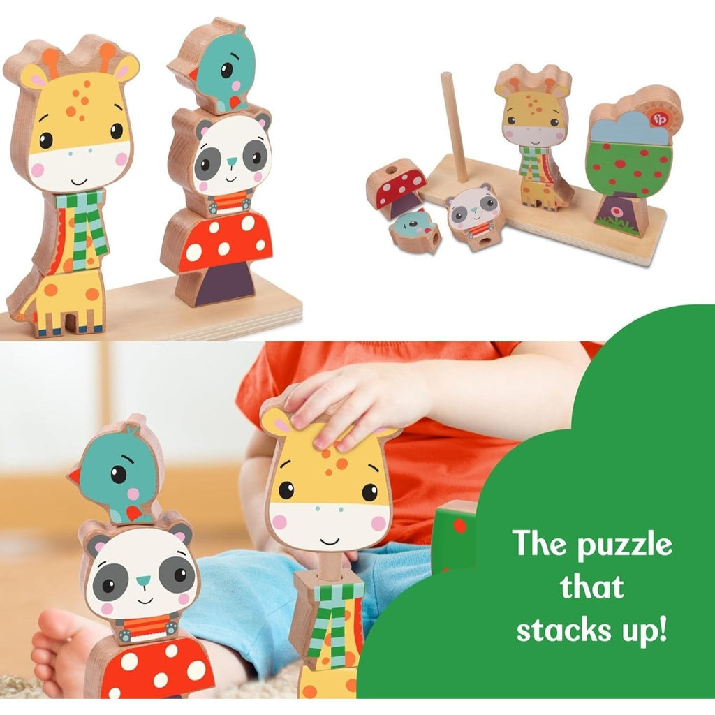 Wooden Stacking Puzzle - 9 Colorful Blocks - Educational Toy