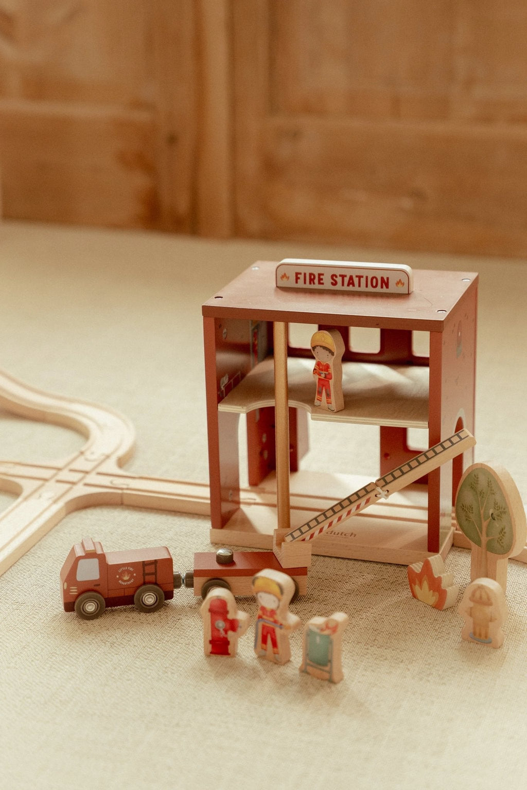 Wooden Fire Station Playset