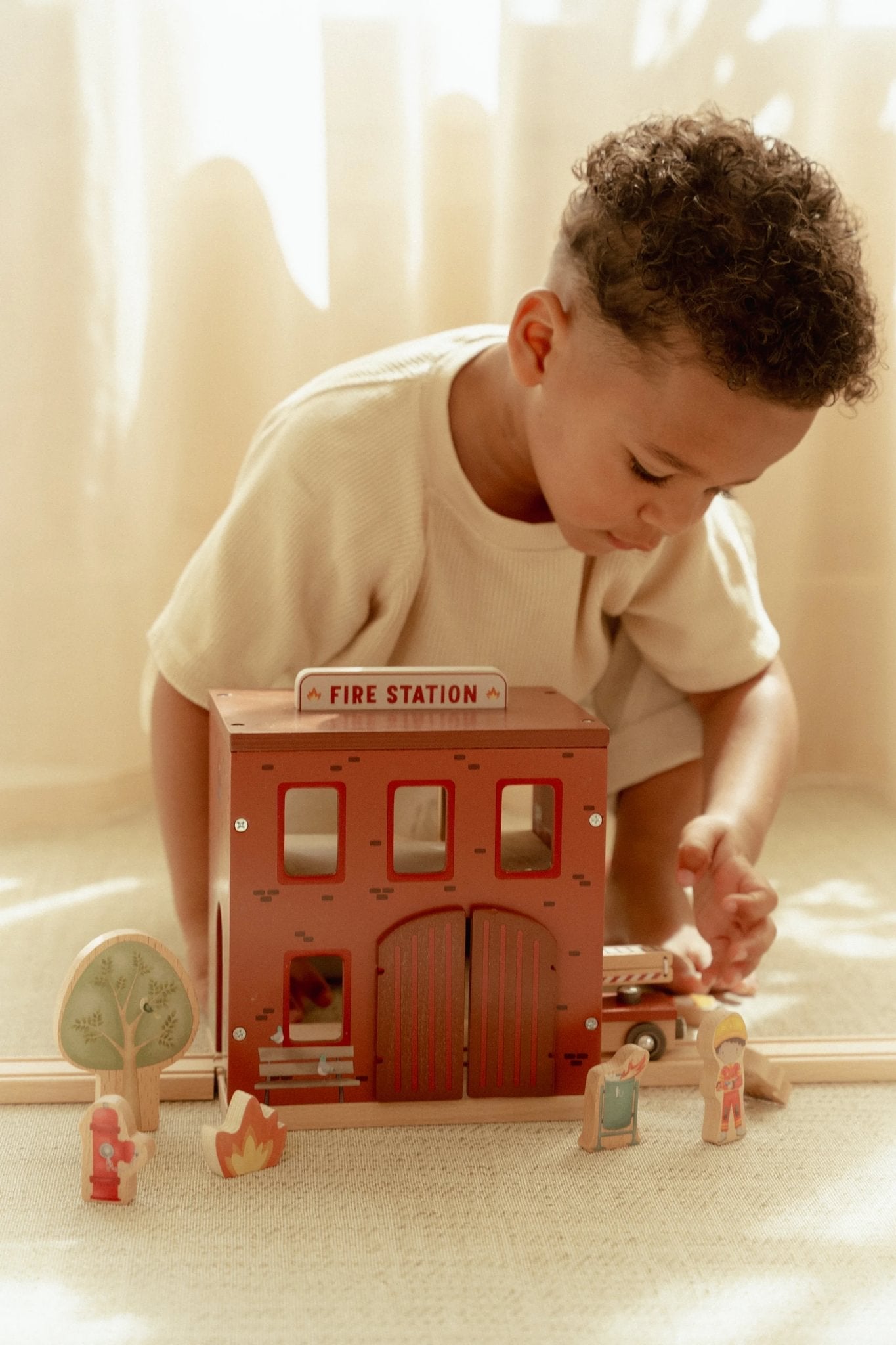 Wooden Fire Station Playset