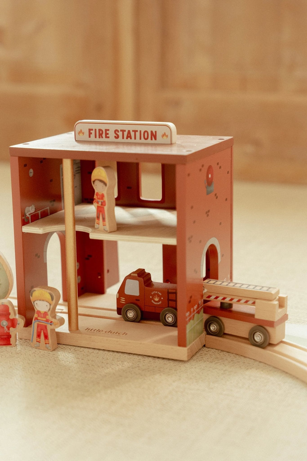 Wooden Fire Station Playset