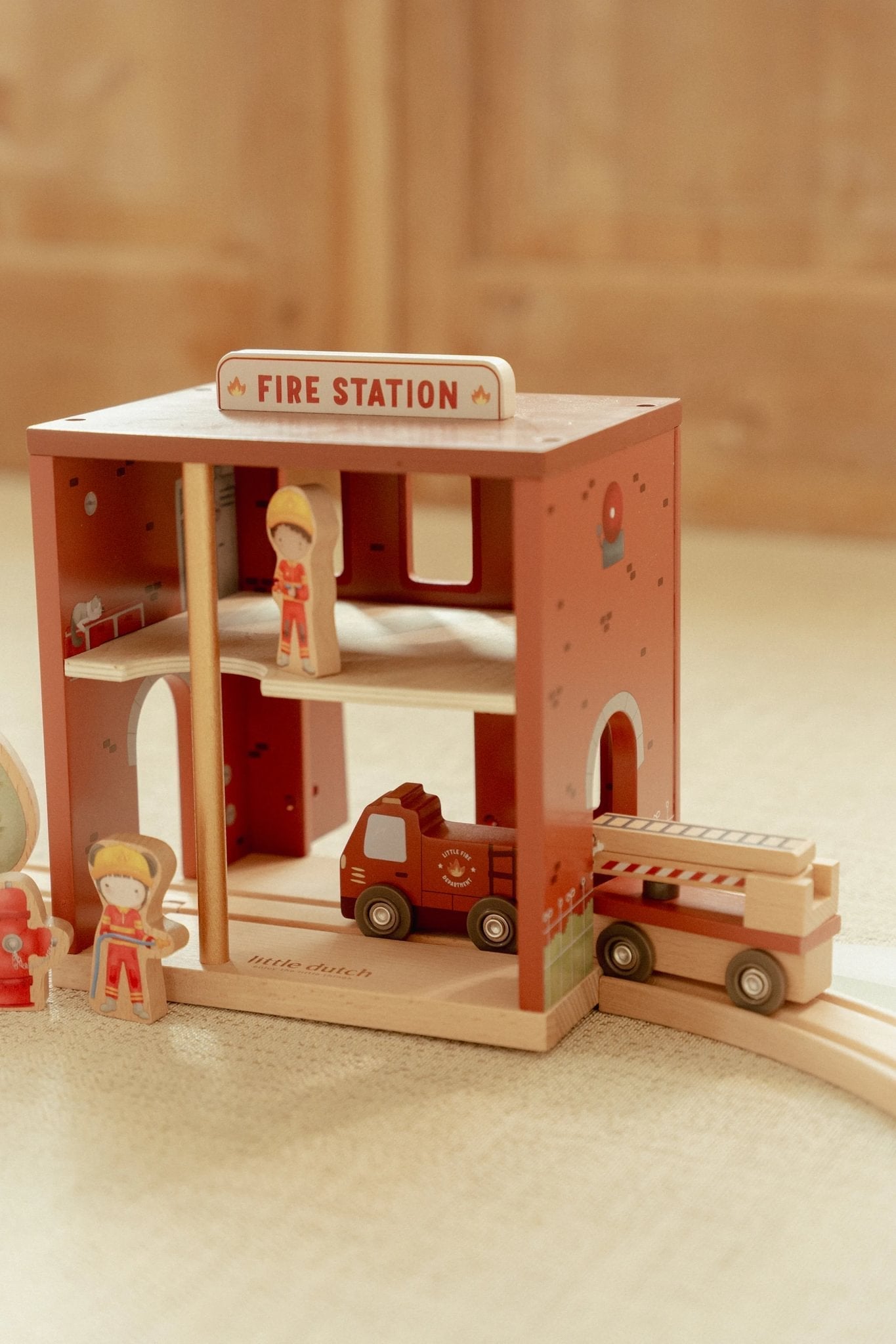 Wooden Fire Station Playset