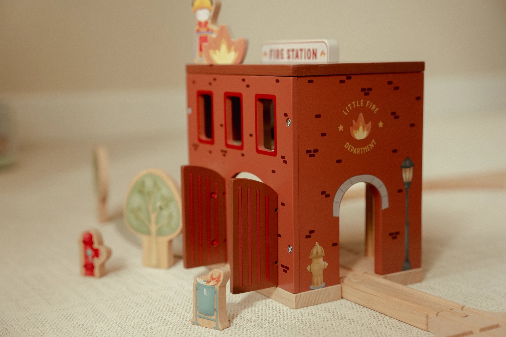 Wooden Fire Station Playset