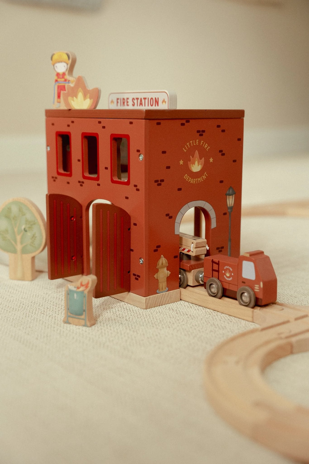Wooden Fire Station Playset