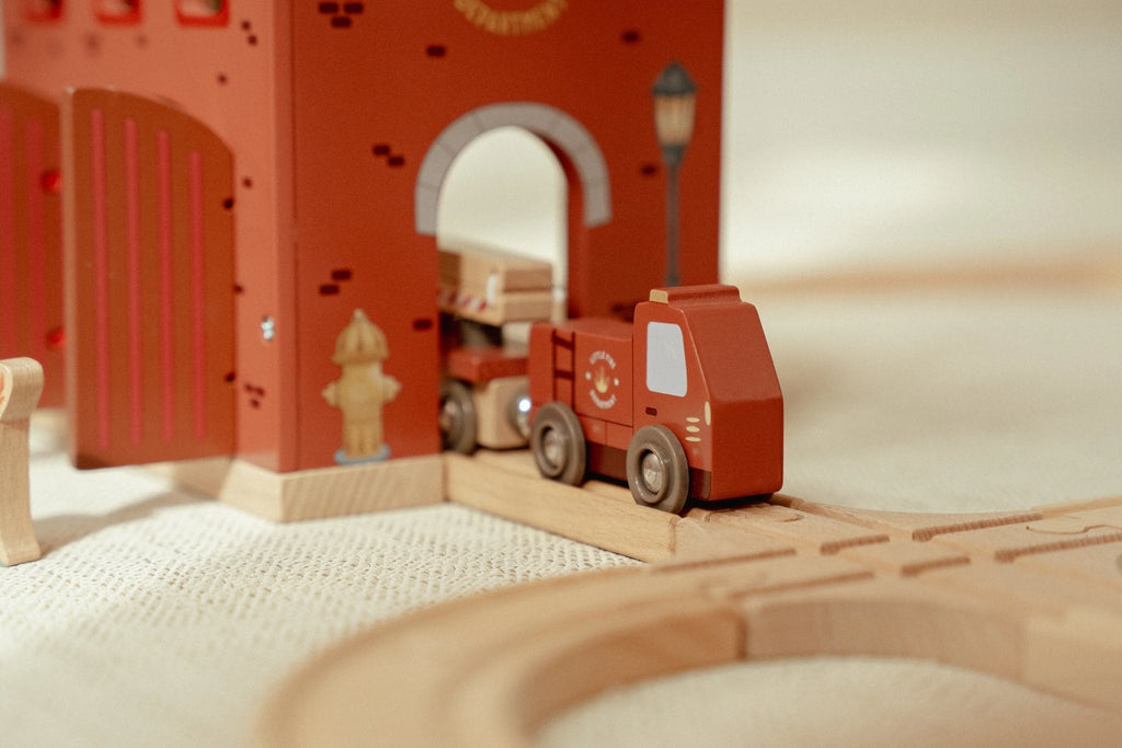 Wooden Fire Station Playset