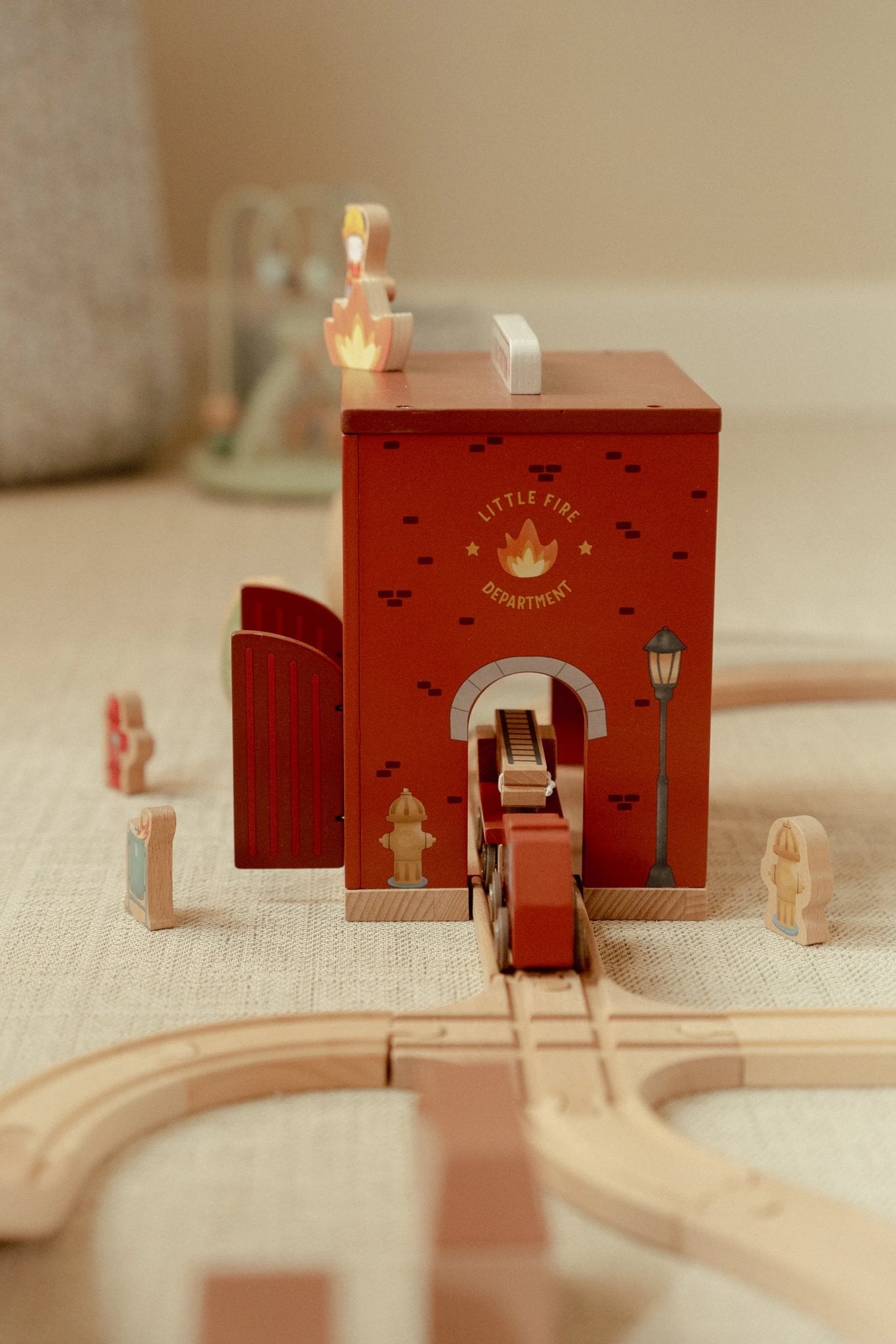 Wooden Fire Station Playset