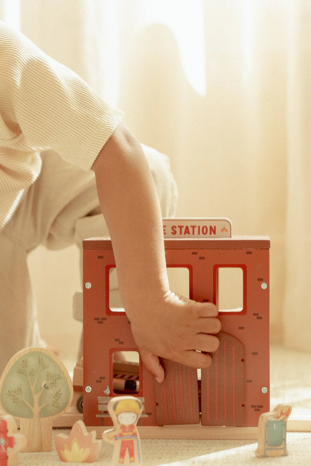 Wooden Fire Station Playset
