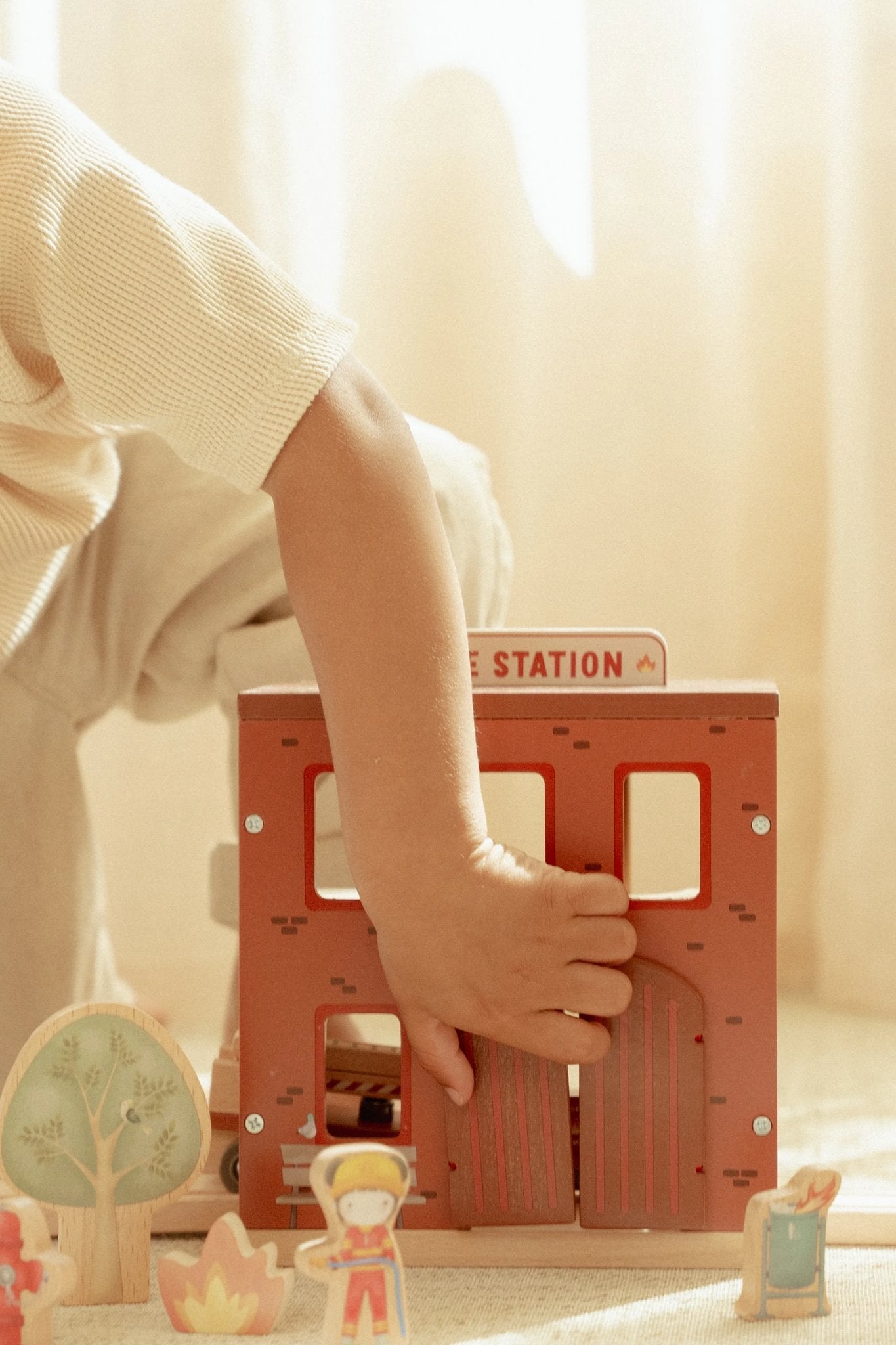Wooden Fire Station Playset