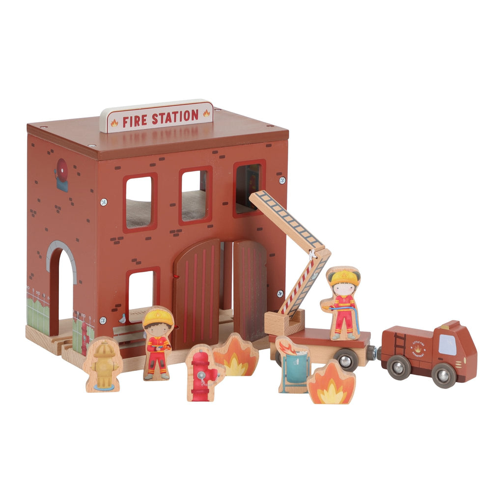 Wooden Fire Station Playset