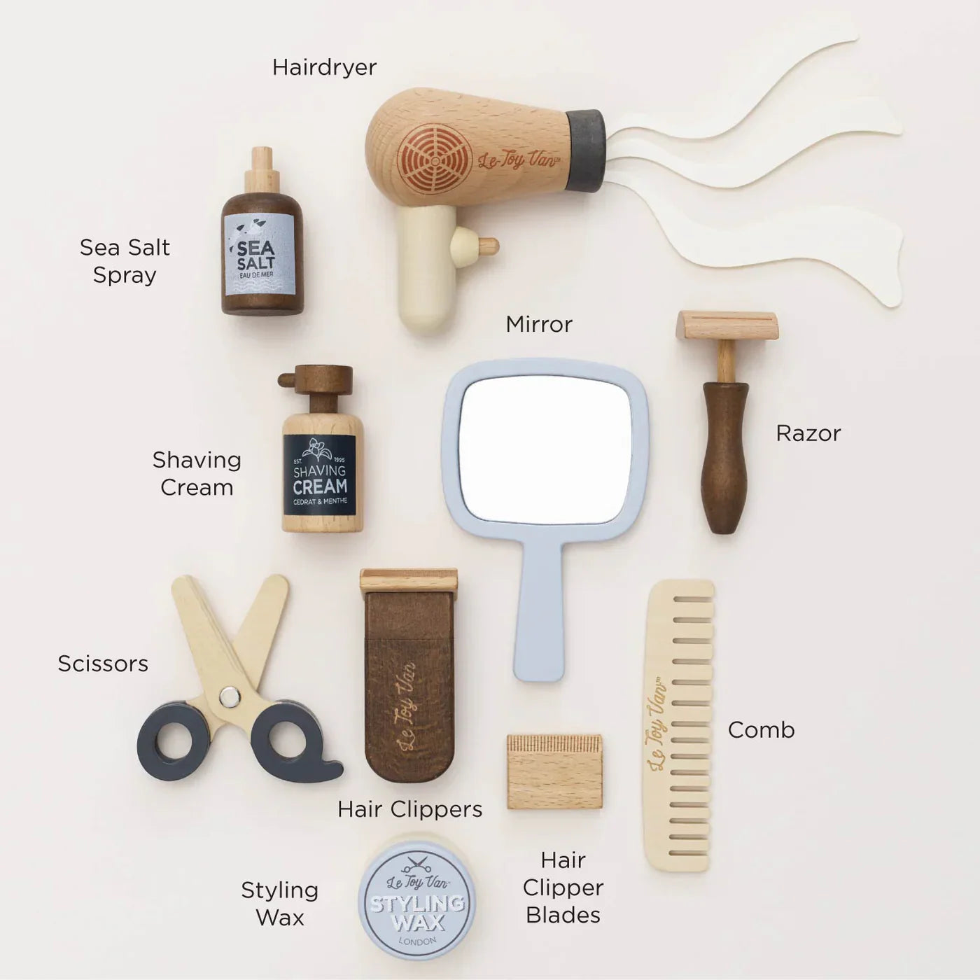 Wooden Hairdresser & Barber Kit - 12 Pieces