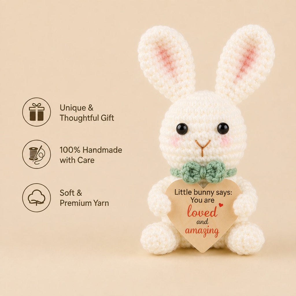 Hand Crochet Flower & Bunny Desk Decorations, styled in a nursery setting