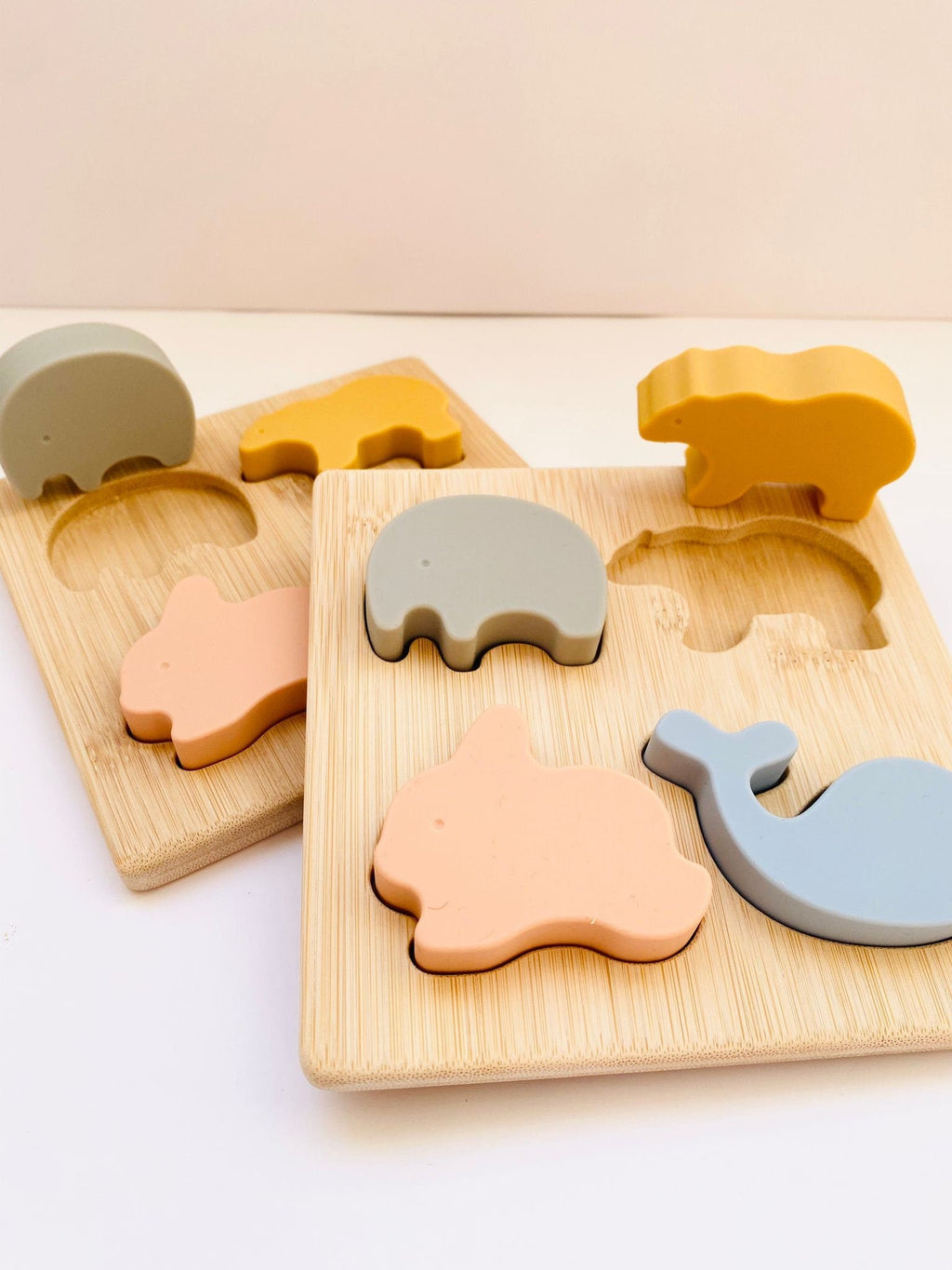 Silicone and Wood Animal Puzzle - Montessori Educational Toy