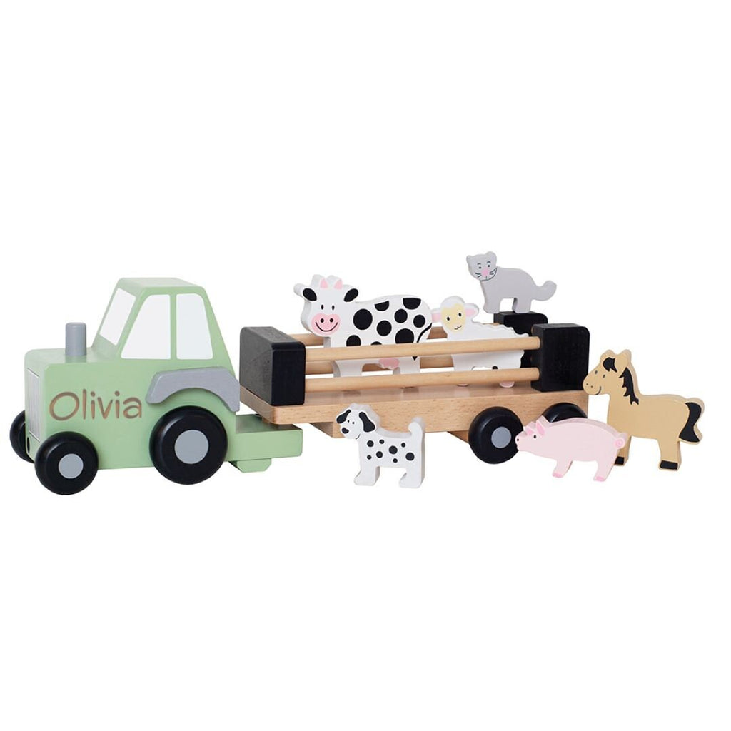 Wooden Jeep Safari & Animal Set - 6 Animals - Rubberwood
