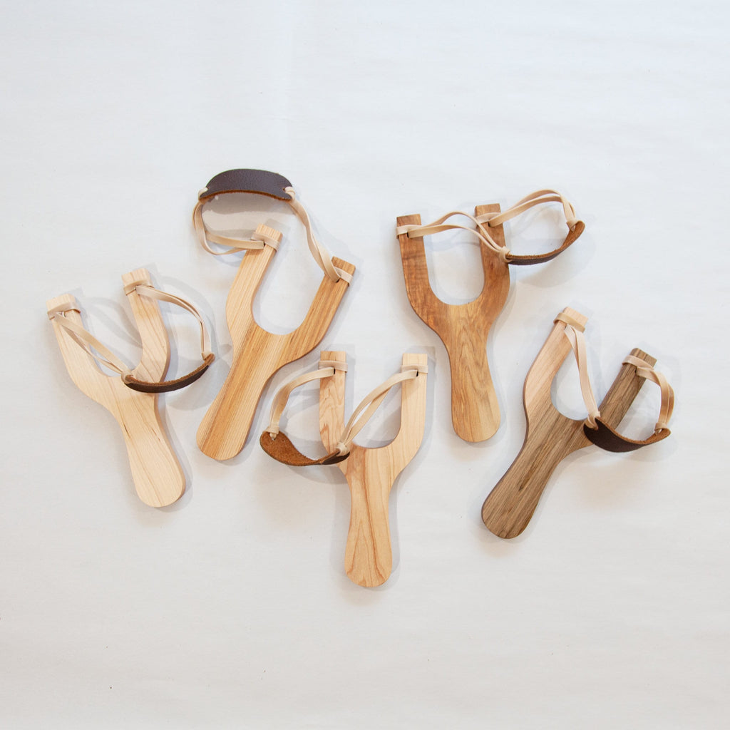 Wooden Toy Slingshot with Felt Balls - Handcrafted Maple