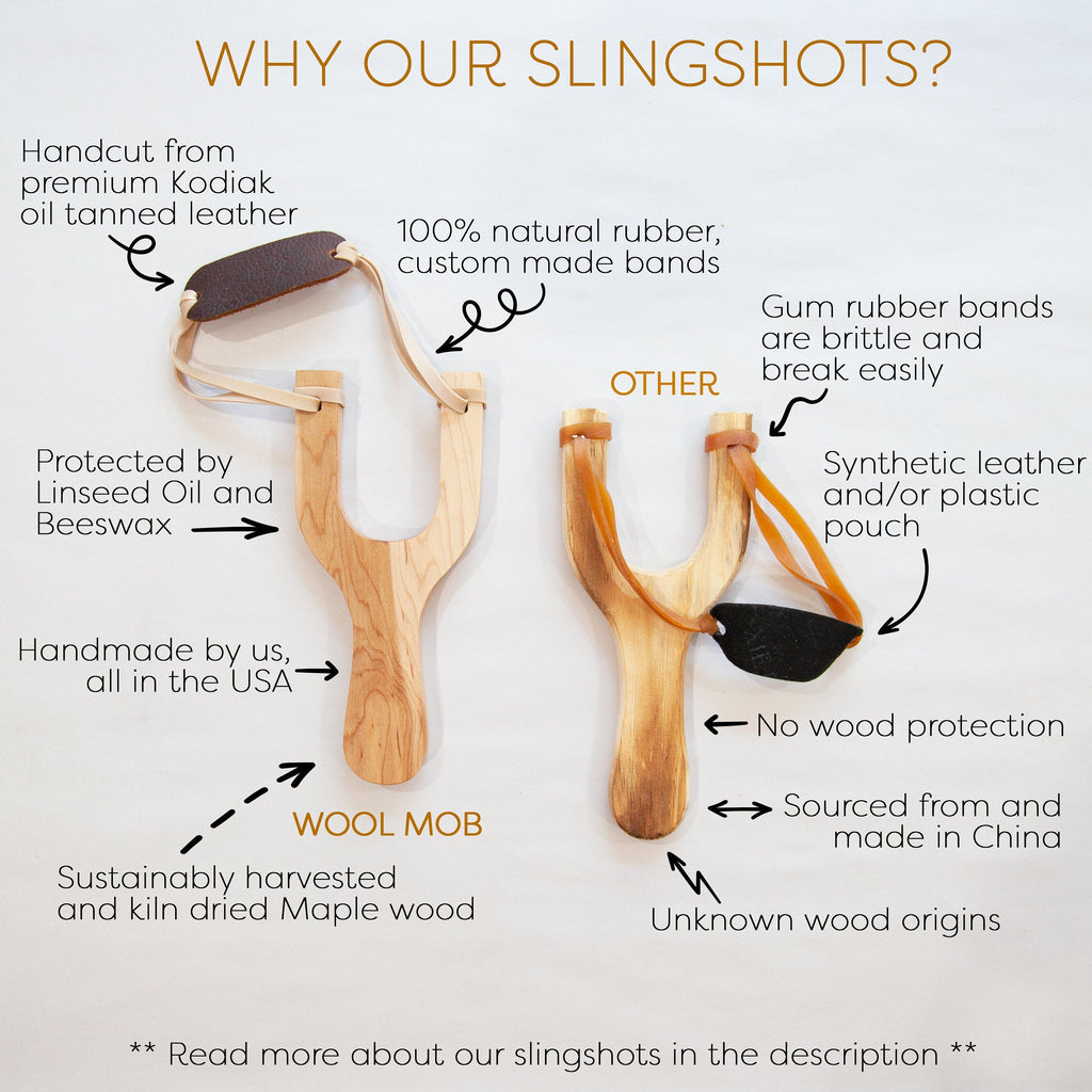 Wooden Toy Slingshot with Felt Balls - Handcrafted Maple