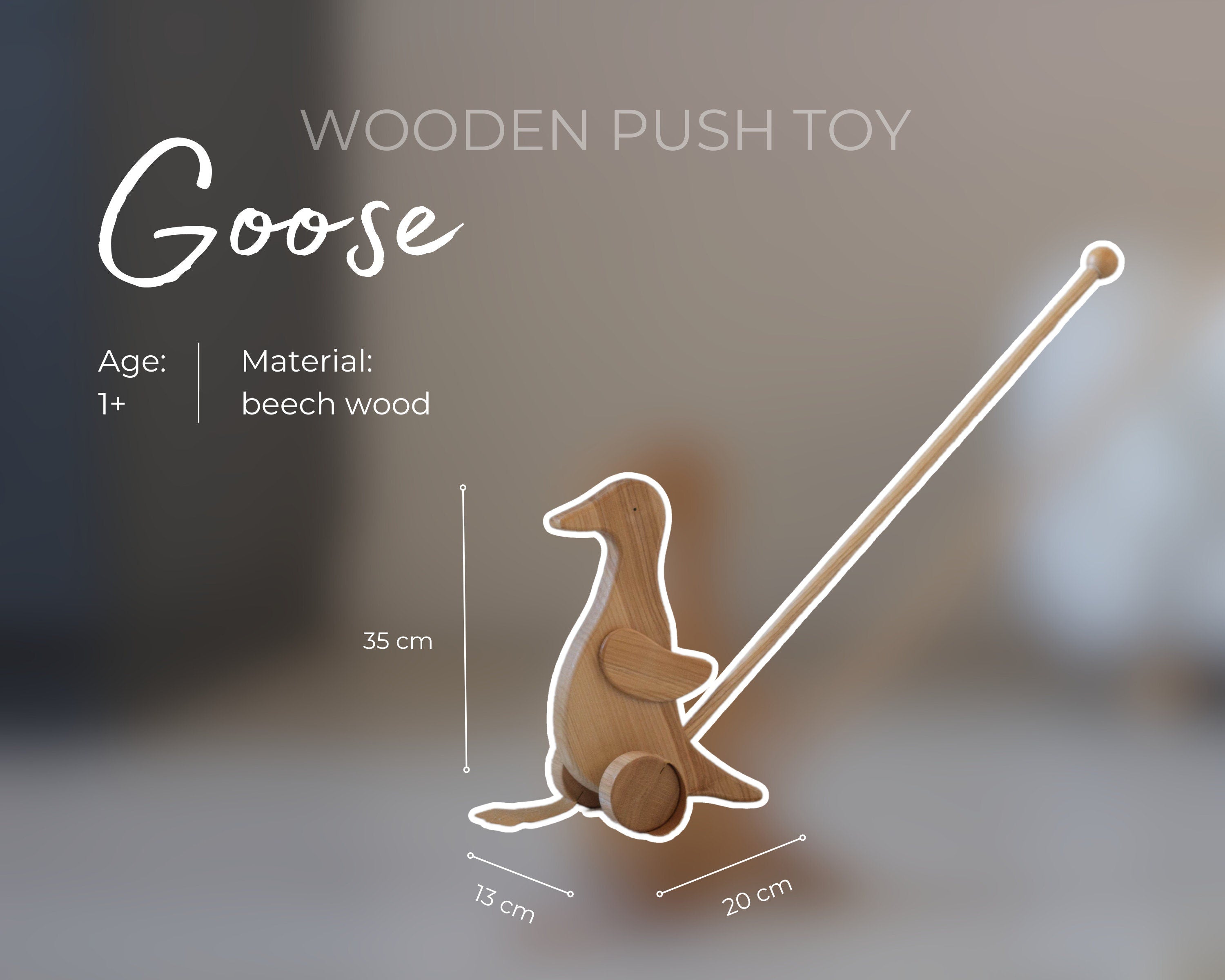 Wooden Duck Push Toy - Toddler Walking Aid