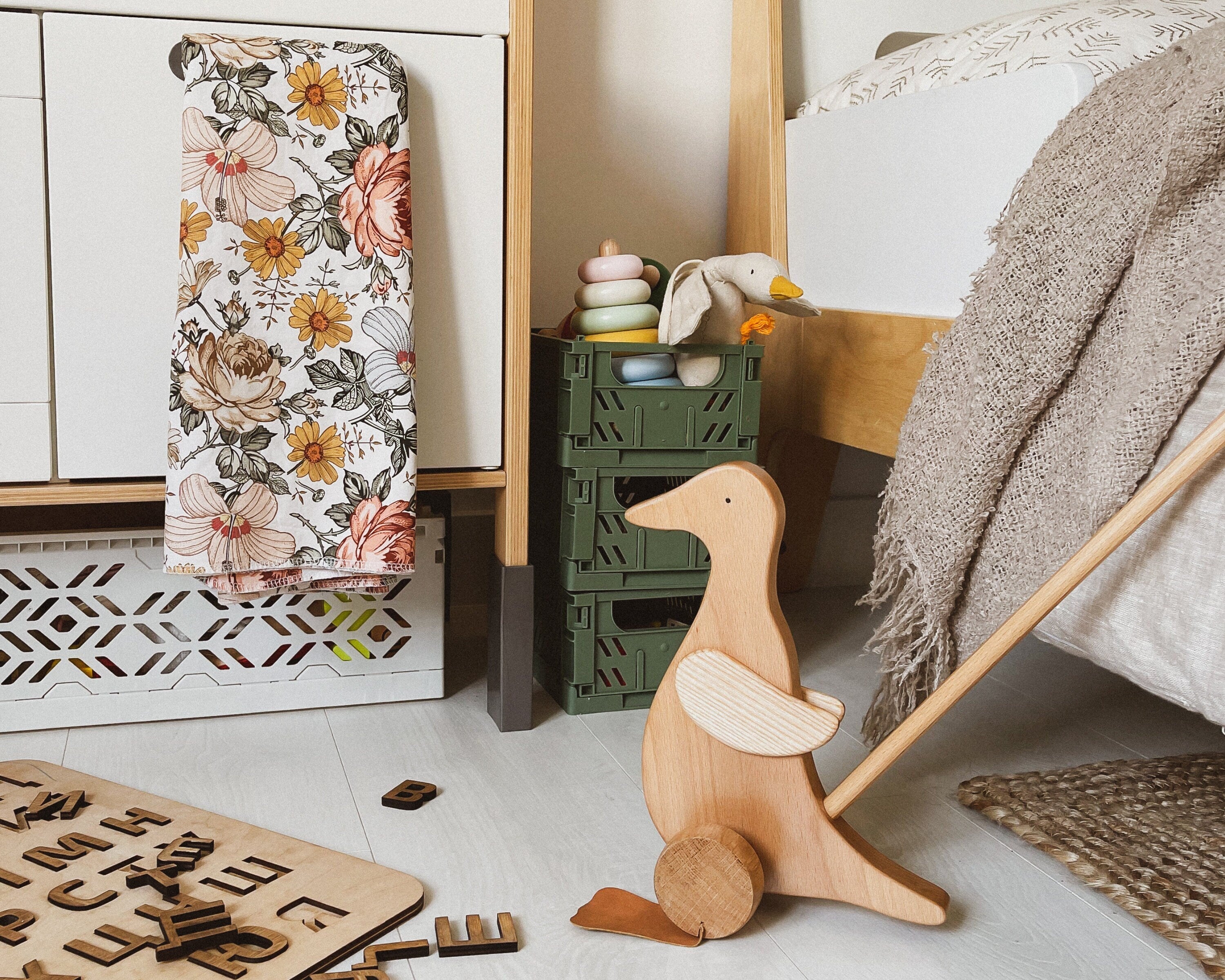 Wooden Duck Push Toy - Toddler Walking Aid