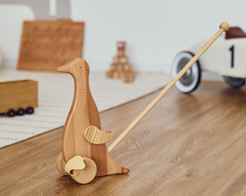 Wooden Duck Push Toy - Toddler Walking Aid