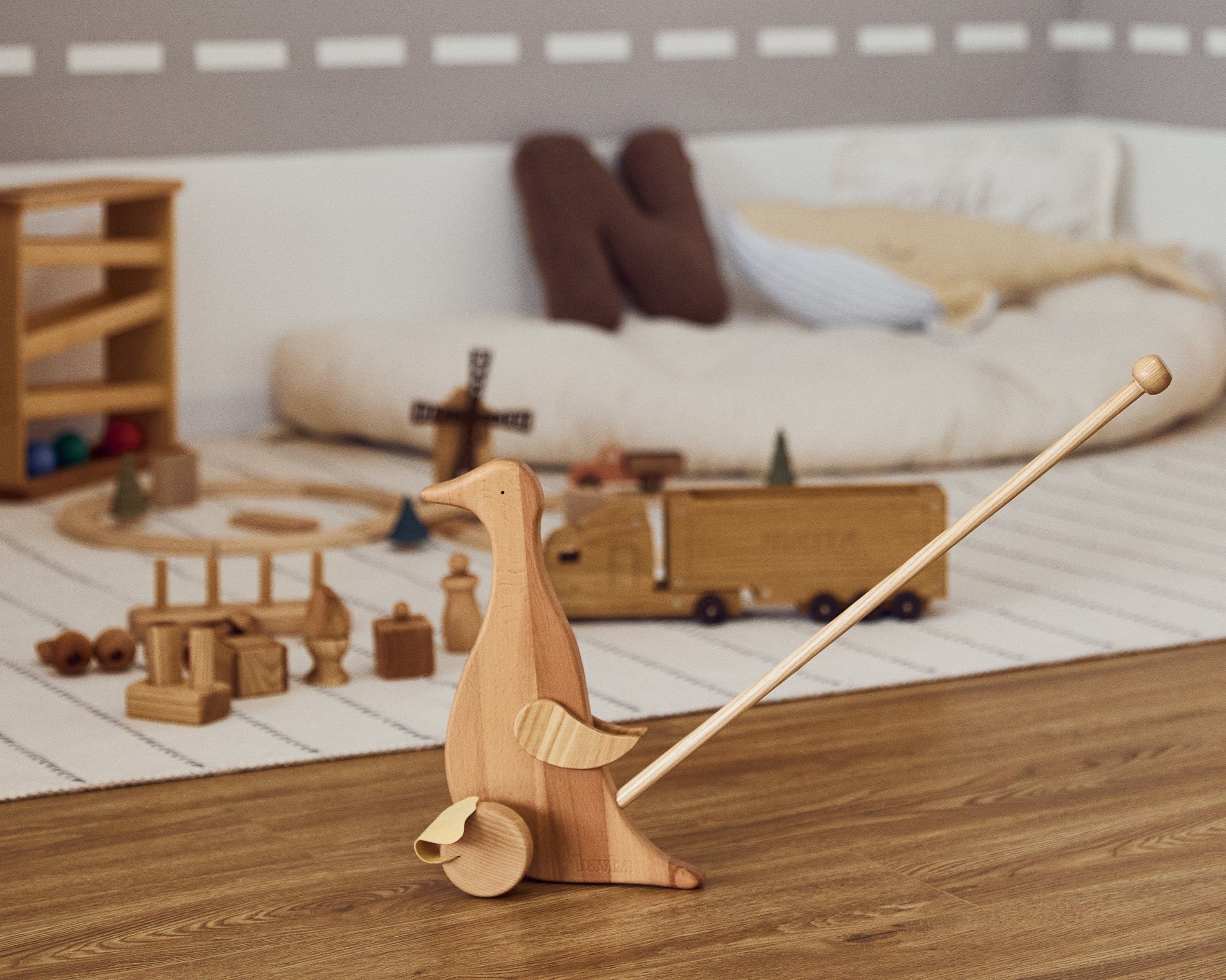 Wooden Duck Push Toy - Toddler Walking Aid