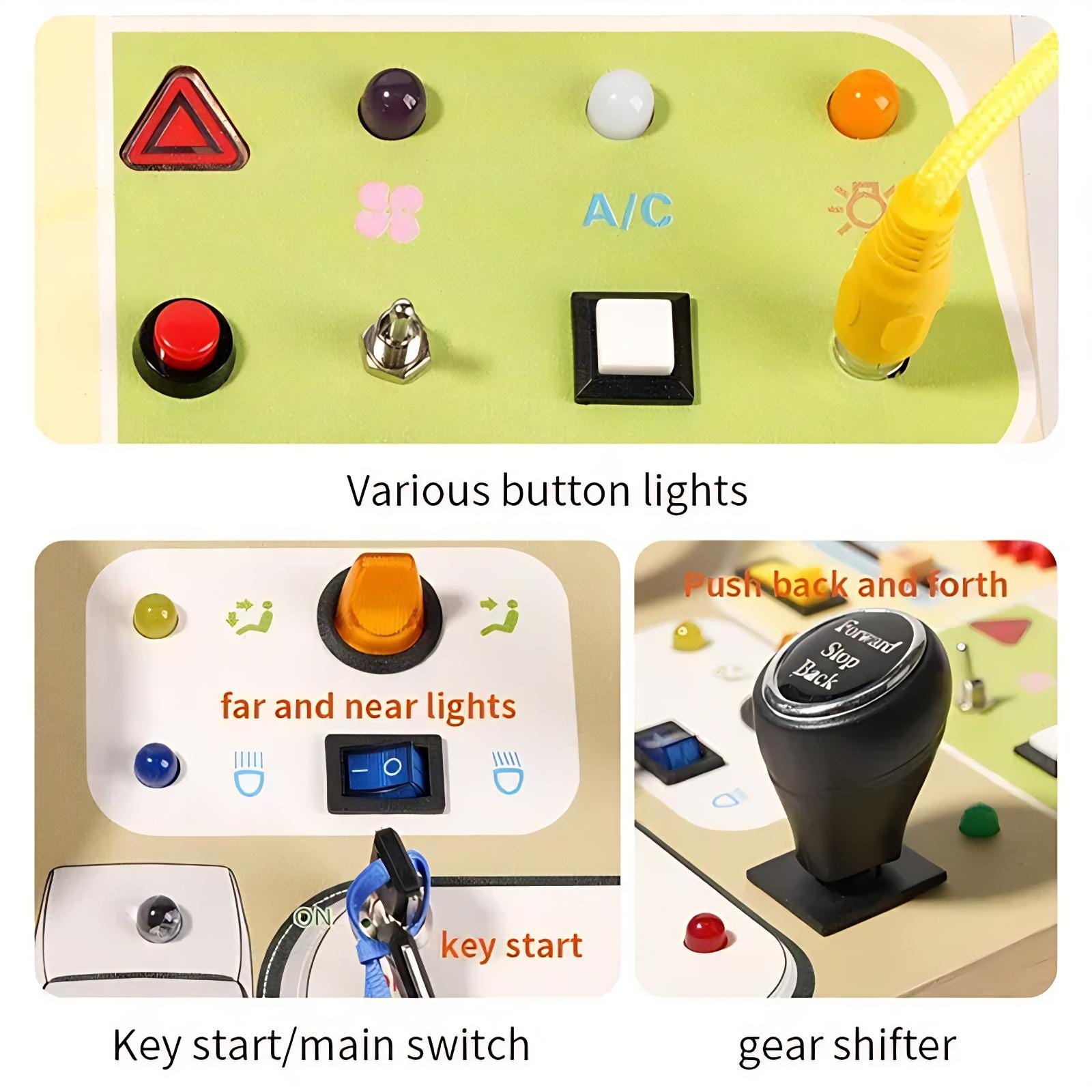 Wooden Driving Steering Wheel Busy Board - Montessori Toy