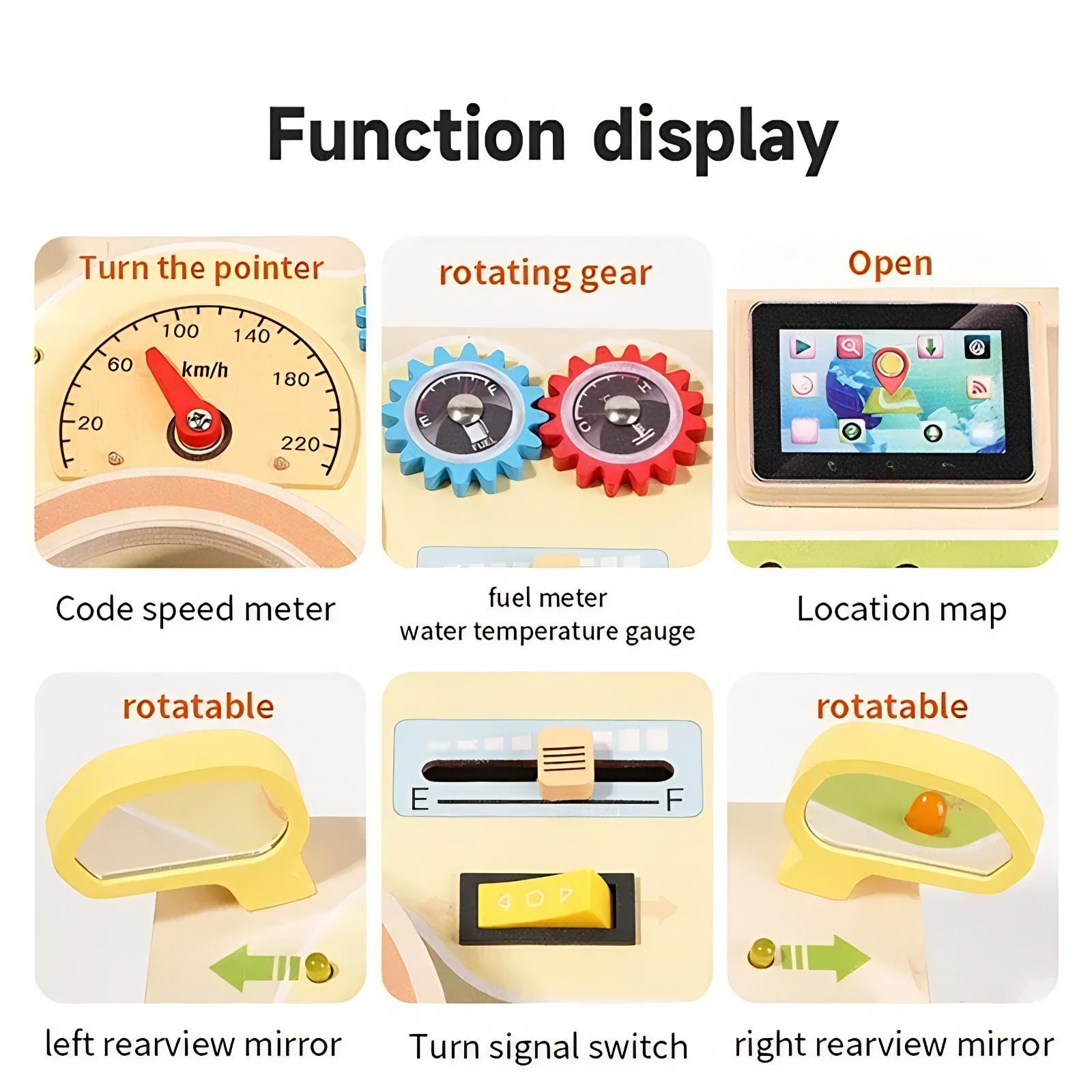 Wooden Driving Steering Wheel Busy Board - Montessori Toy