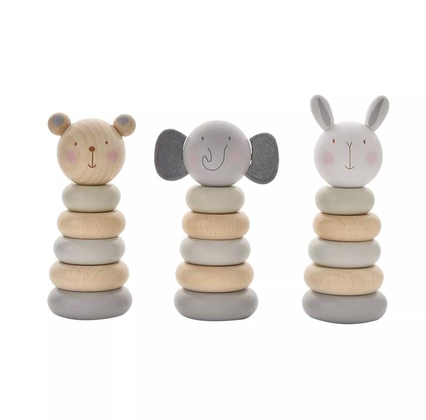 Wooden Stacking Rings Toy - Animal Character - 5 Rings