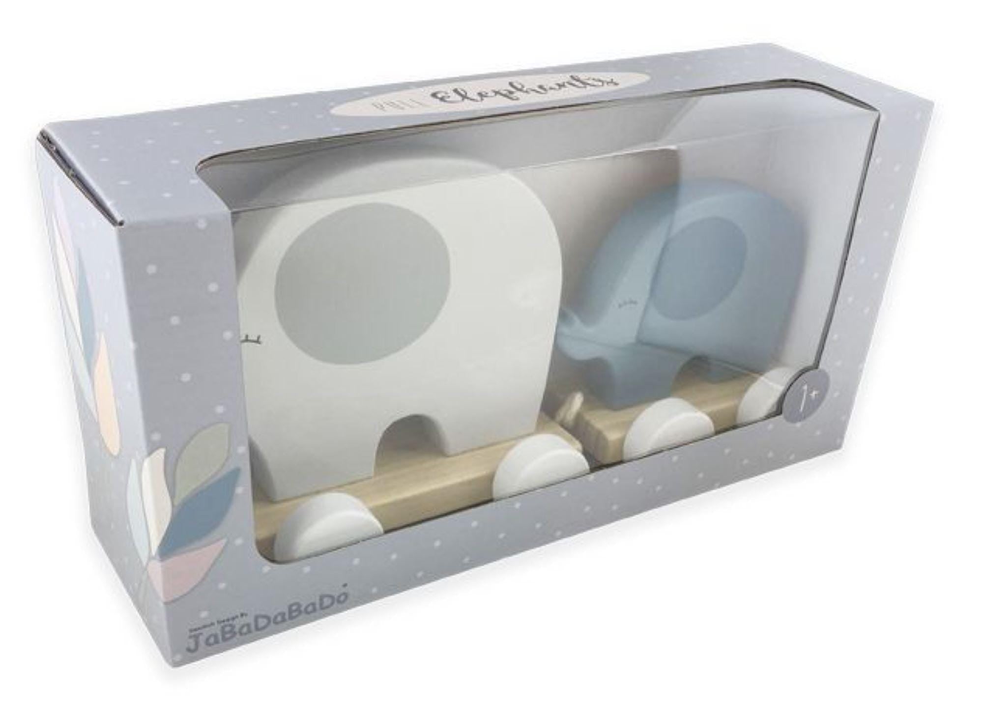 Wooden Pull Along Elephant Toy - Grey