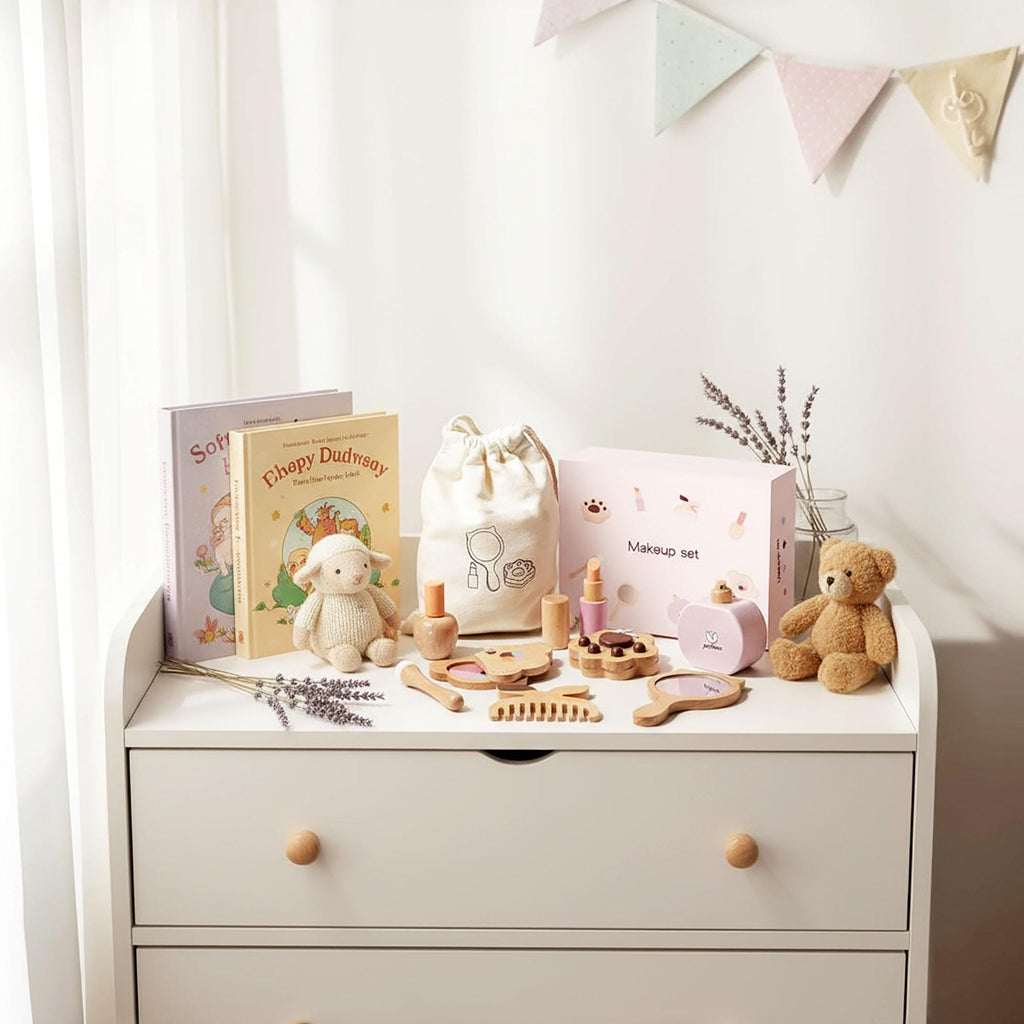 Wooden Kids Makeup Set - Pretend Play Hair Salon - 8 Pieces