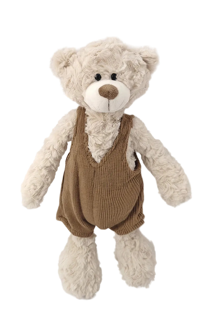 Overalls, elephant plush toy, teddy bear, cute plush toy for sleeping, comforting teddy bear, side view