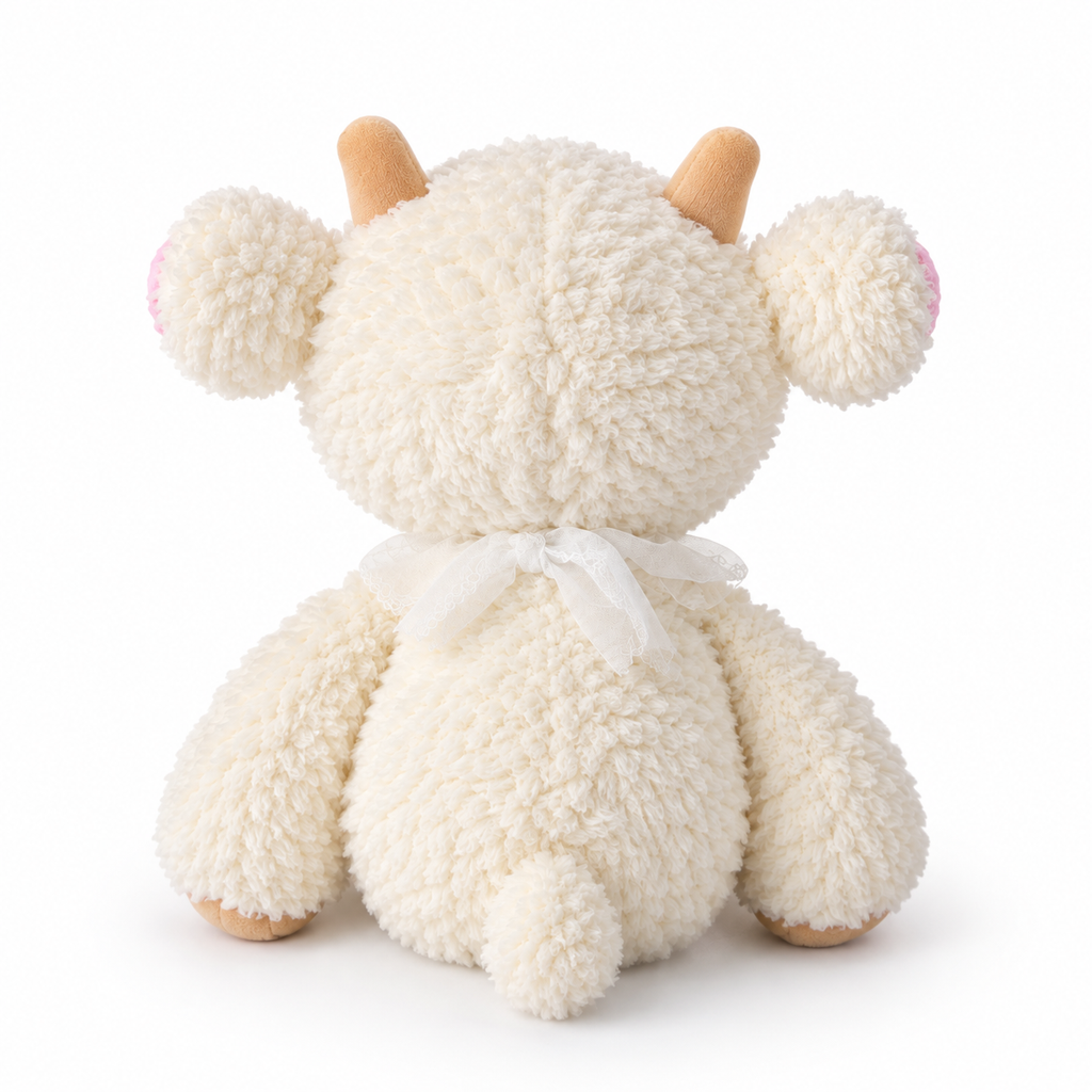 White Lamb Plush Toy, styled in a nursery setting