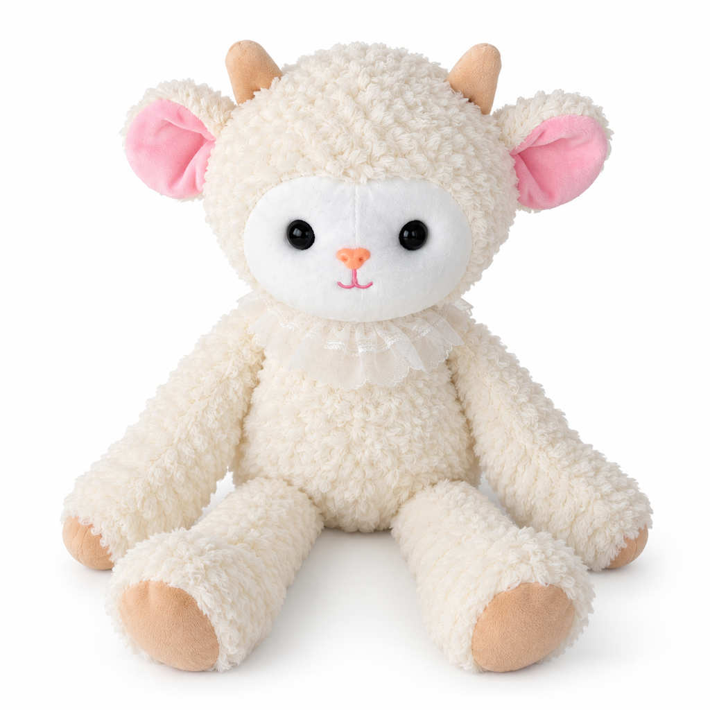 White Lamb Plush Toy, front view